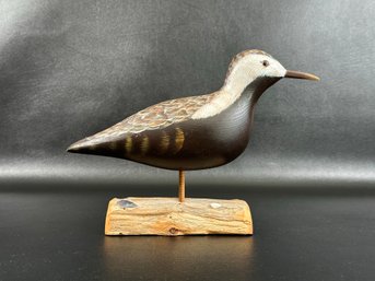 A Finely-Detailed Vintage Shorebird Decoy: Black-Bellied Plover, Signed (Schmuck)