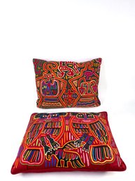 Kuna Indian Folk Art Mola Pillows - Purchased In Mexico