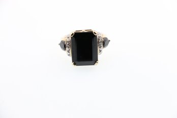 JTV Sterling Silver Large Onyx Ring Size 7.75