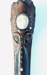 African Carved Wood & Inlaid Ceremonial Mask