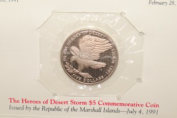 1991 Marshall Island Heroes Of Desert Storm $5 Dollar Coin