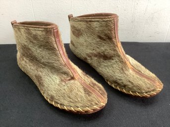 Native Style Leather And Fur Booties