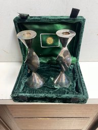 MCM Silver Candlesticks  From The Jacob Rosenthal Judaica Collection  See Additional Photos