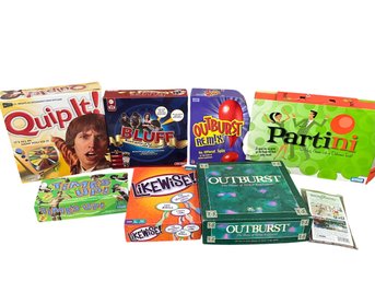 Party Game Lot! Quip It! Outburst, Likewise!, Bluff, Partini, Times Up!, Back Country!