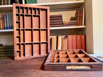 Two Antique Printers Trays Made Of Wood