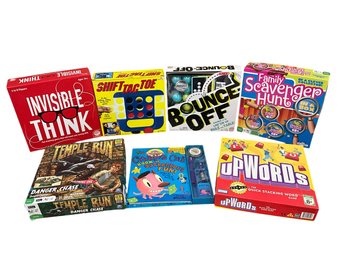 Fun Lot Of Family Board Games Including Invisible Think, Shift Tac Toe, Bounce Off, Upwords, Temple Run & More