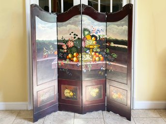 A Hand Painted Dressing Screen