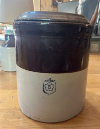 Vintage Stoneware No:5 Gallon Crock Storage Container With Lid