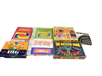 Vintage Board Game Lot Including Solitario, The Batman Game, Monster Mash, Jeopardy & DIG.