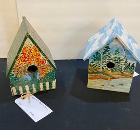 Two Painted Birdhouses