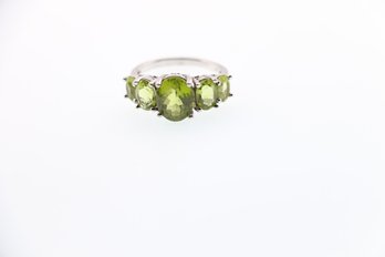 Sterling Silver Green Peridot Ring Size 7.50