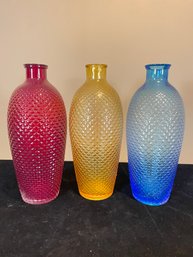 Set Of 3 Colorful Bottles