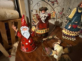 Group Of Metal Christmas Decor Mostly Santas