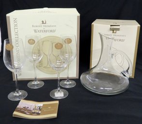 Waterford Robert Mondavi Boxed Set Of 4 Wines And Wine Carafe!