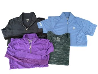 4 Womens  XS Performance Shirts. 2 Dover, 1 Ariat, 1 Nike -  See Description & Photos For Details