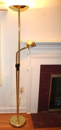 Mid Century Adjustable Brass Dual Light Floor Lamp