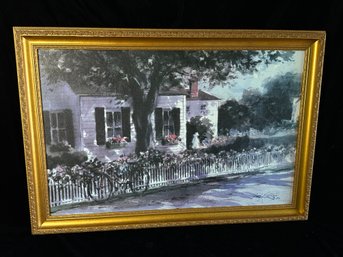 Edgartown Lane By Ray Ellis Art Print Bicycle Landscape Framed