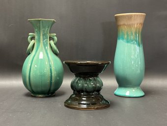 A Selection Of Compatible Pottery In Aqua & Earth Tones