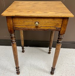 Vintage Antique C 1900 - One Drawer Side Lamp Table -  Nightstand - Oak Other Wood - 19 3/8 X 16 1/4 X 28 12 H