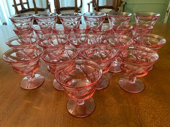 Collection Of Vintage Pink Glassware. 23 Pieces.