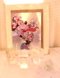 Glass Etched Disney Lot With Minnie Mouse Print