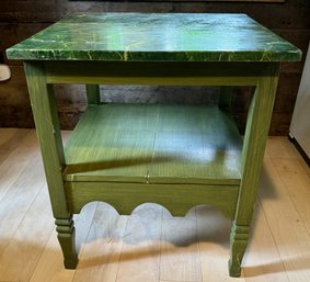 Vintage Marble Top Solid Wood Small Side Table