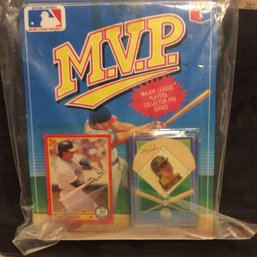 1990 MVP Rickey Henderson & Jose Canseco Cards & Pins New In Package - K