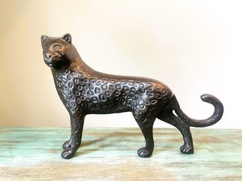 Small Solid Bronze? Leopard Statuette