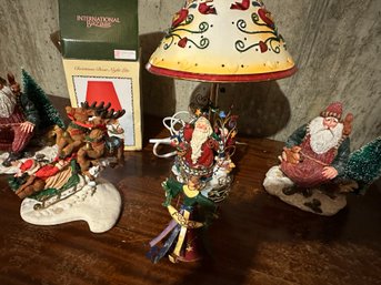 Santa Lamp, Bear Lamp And Figurines