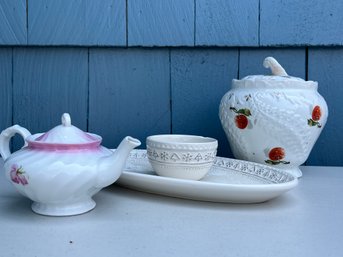 Biscuit Jar, Teapot & Platter