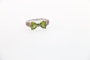 Sterling Silver Peridot Ribbon Ring Size 7