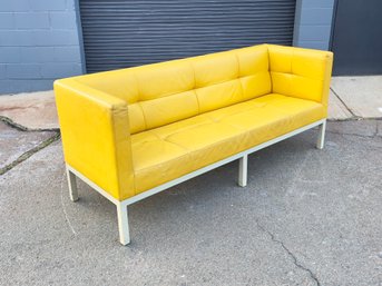 Hard To Find Early 2000s B&B Italia Mustard Yellow Leather Sofa