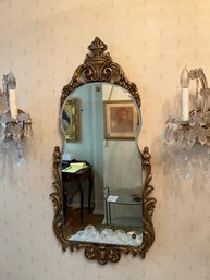 Vintage Beveled Edged Italian Wood Mirror