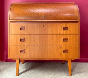 A 1960s Egon Ostergaard Scandinavian Modern Roll Top Desk Swedish Secretaire