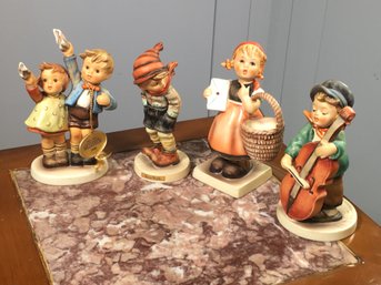 Group Lot Of Four Vintage Hummel Figurines - Medatation - Auf Wiedersehen - March Winds - Sweet Music