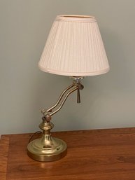 Vintage American Traditional Colonial Swing Arm Brass Lamp With Shade Adjustable
