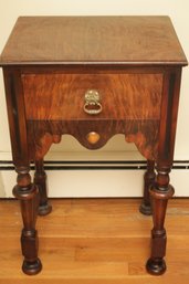 Antique Ornate Wooden Side Table With Dovetailed Drawer
