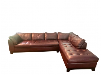 Beautiful L Shaped Tuft Leather Sectional By Century City