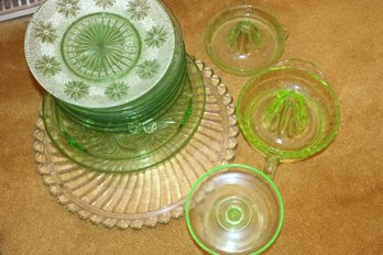 Green Glass Assortment - May Be Some Uranium Glass