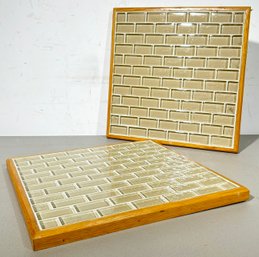 A Pair Of Bespoke Custom Glass Tile Trivets