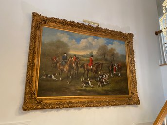 Very Large Old World Style O/C, Equestrian Hunt Painting, Signed
