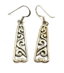 Vintage Sterling Silver Ornate Dangle Earrings