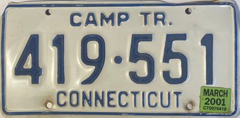 Connecticut Camping Trailer License Plate