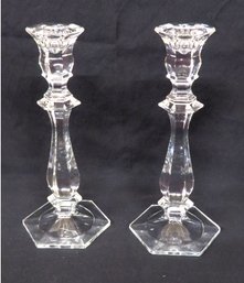 A Pair Of Imperial Crystal 10' Glass Candlesticks