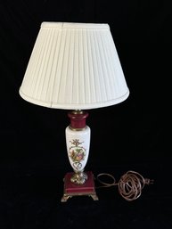 Hand Painted Lamp With Romantic Rococo Scenery In Fuchsia And Gold