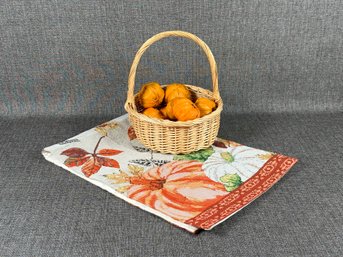 An Elegant Autumnal Runner & A Basket Full Of Little Pumpkins