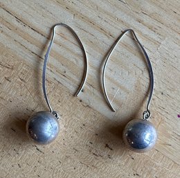 Sterling Modernist Ball Drop Earrings