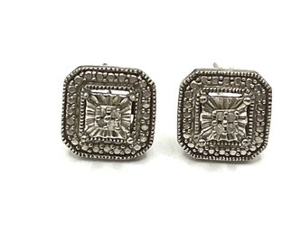 Vintage Designer Sterling Silver Marcasite Stud Earrings