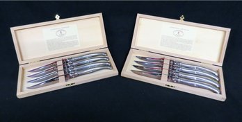 A Total Of 8 Laguiole 'Bee' French Steak Knives In Their Wooden Cases