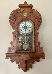 Antique GINGERBREAD WALL CLOCK By B. Price Company, Kansas City, Mo - Late 19th Century